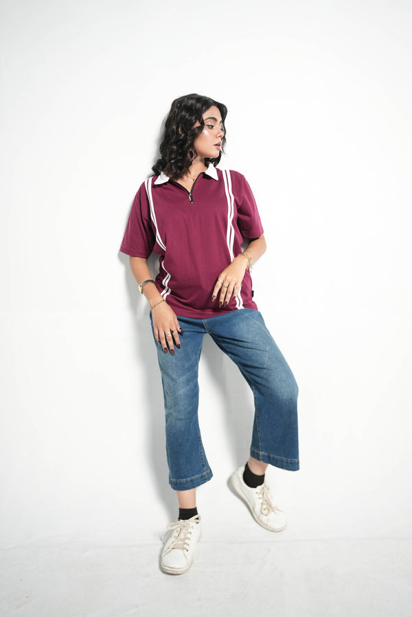 RETRO STRIPE HALF-ZIP POLO