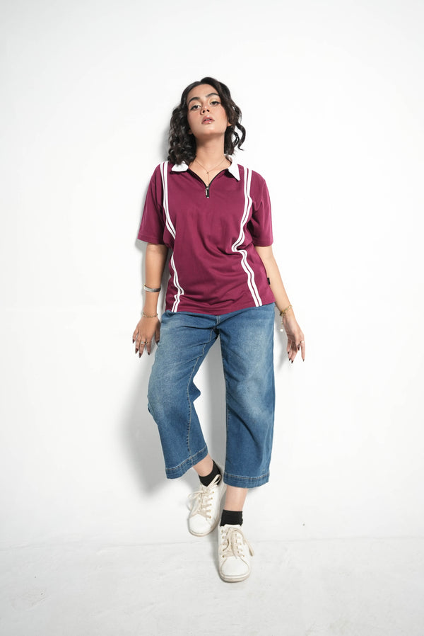 RETRO STRIPE HALF-ZIP POLO