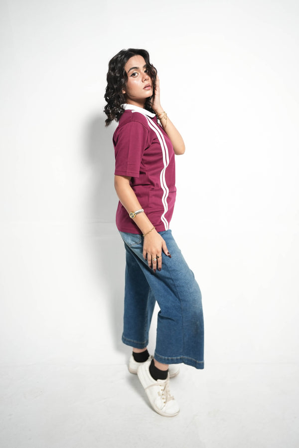 RETRO STRIPE HALF-ZIP POLO