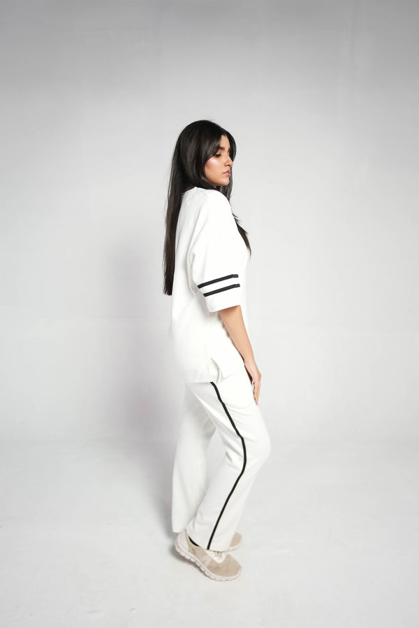BEIGE LINE PREMIUM INTERLOCK TROUSER