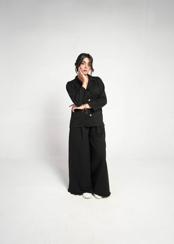 Noir Luxe Wide-Leg Trouser