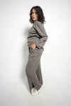 Stone Taupe Wide-Leg Trouser