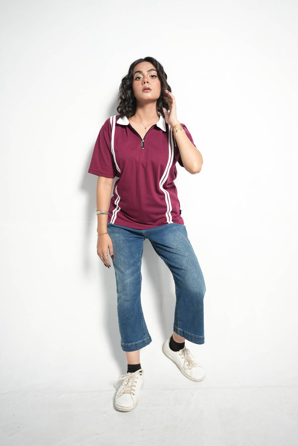RETRO STRIPE HALF-ZIP POLO