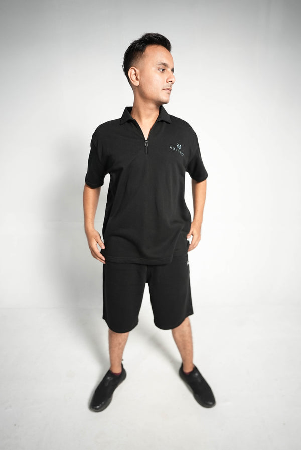 NOIR ZIP POLO SET
