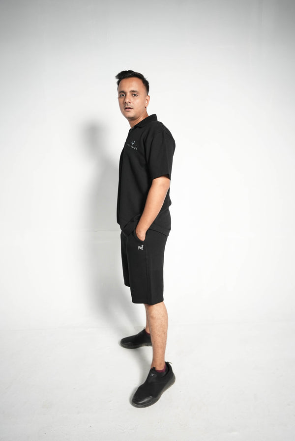 NOIR ZIP POLO SET