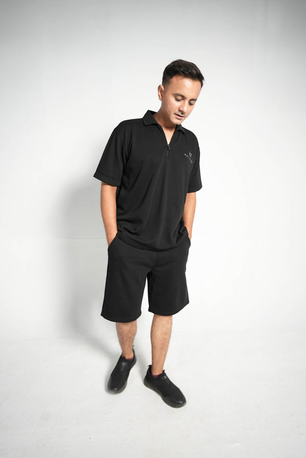NOIR ZIP POLO SET