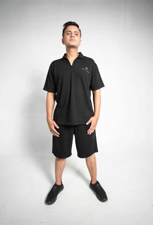 NOIR ZIP POLO SET