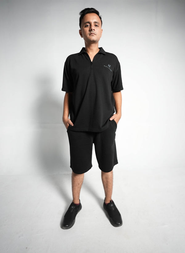NOIR ZIP POLO SET