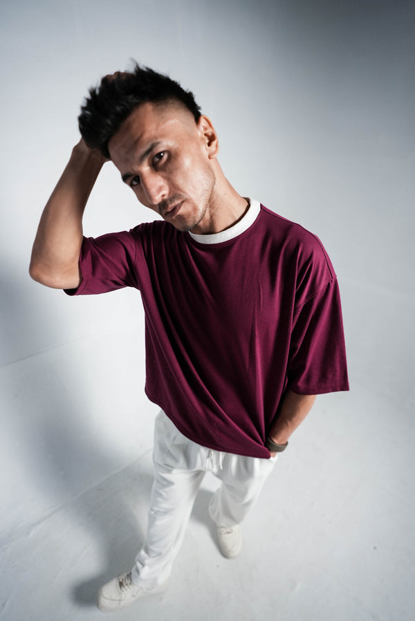 BURGUNDY CONTRAST PREMIUM CO-ORD SET