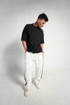 BLACK & WHITE ESSENTIAL SIDE STEP INTERLOCK TROUSER