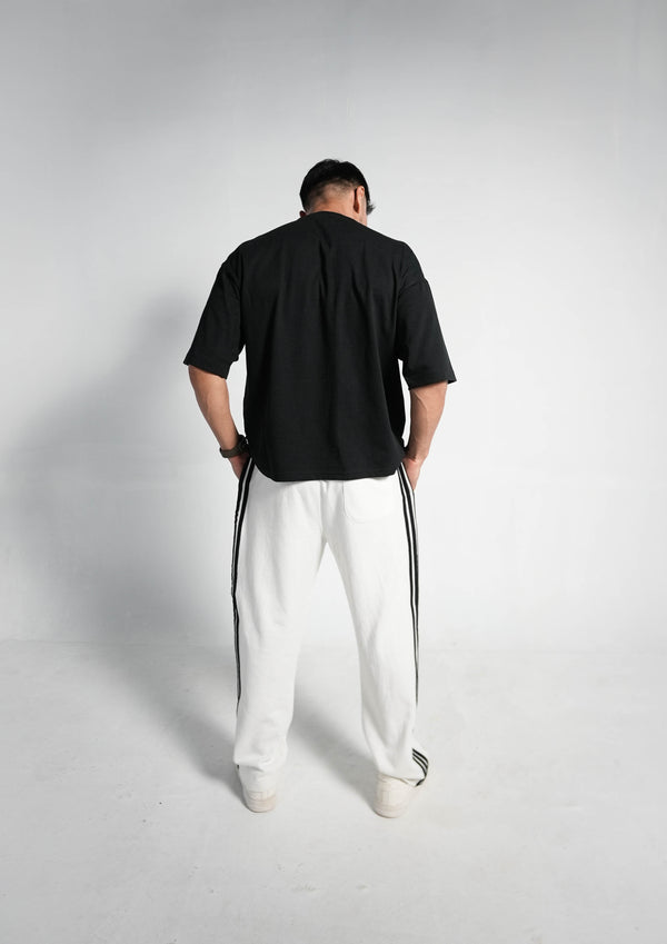 BLACK & WHITE ESSENTIAL SIDE STEP INTERLOCK TROUSER