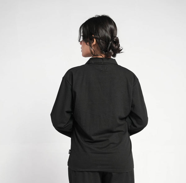 Noir Luxe Button-Front Shirt