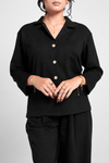 Noir Luxe Button-Front Shirt